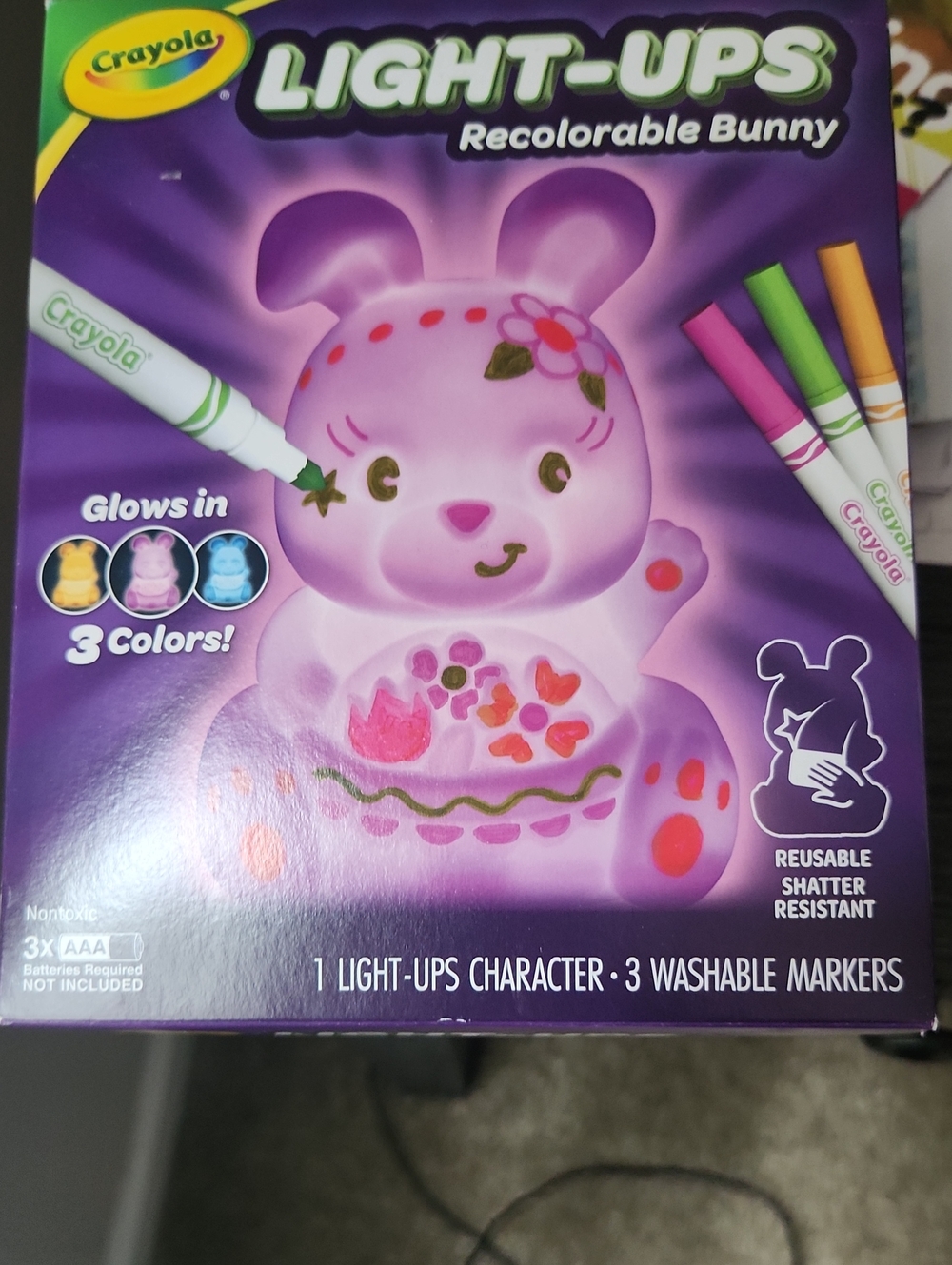 Crayola Light-Ups Recolorable Bunny in Purple with Pink & Green Accents